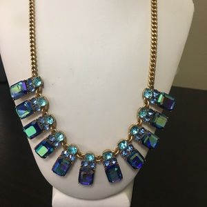 JCrew blue crystal necklace, 21” long